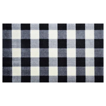 Black White Blue Grey Red Buffalo Plaid Cotton Rug