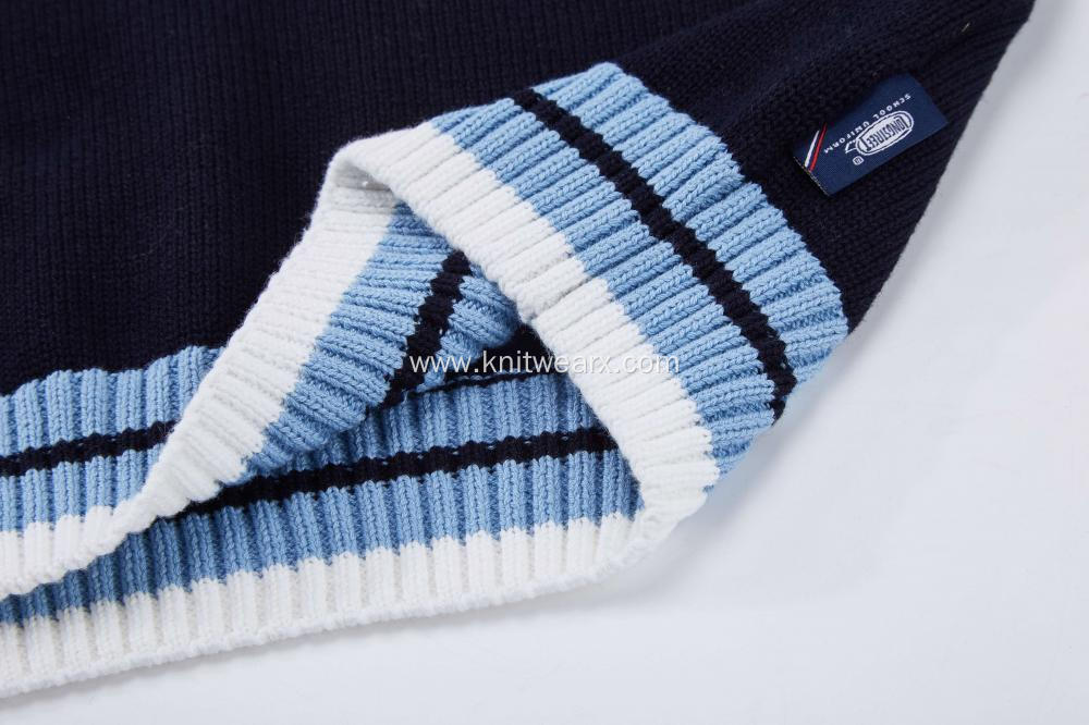 Boy's Knitted Contrast Rib School Vest