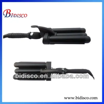 Aluminum ceramic coated tripe barrel black wave hair curling tong