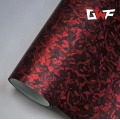 Película de envoltura de automóvil de fibra de carbono rojo brillante