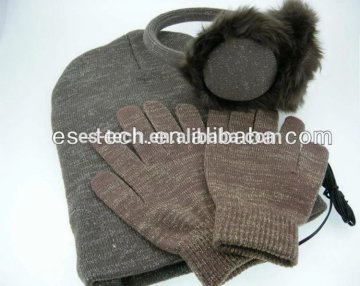 Touch screen gloves and earmuff headphone, hat headsets