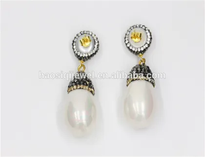 rough stone freshwater pearl earrings, women accessories jewelry earrings