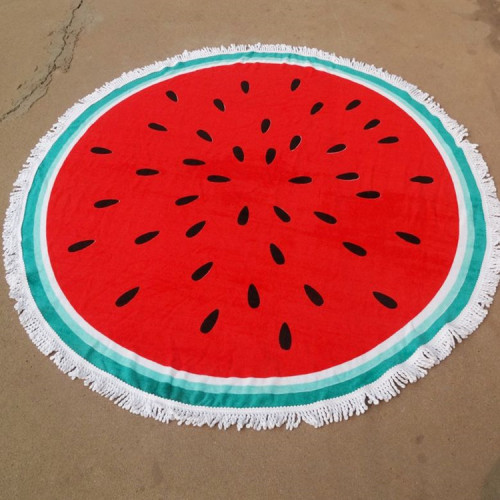 Custom bedrucktes großes rundes Strandtuch mit Quasten