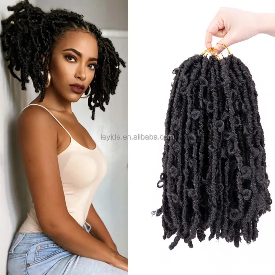AliLeader Customized Soft Short Distress Locs Butterfly Locs Crochet Hair