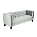 Hohe qualität Benutzerdefinierte luxuriöse lange sitzer weiche büschelige faltende graue chesterfield sofa für wohnzimmer