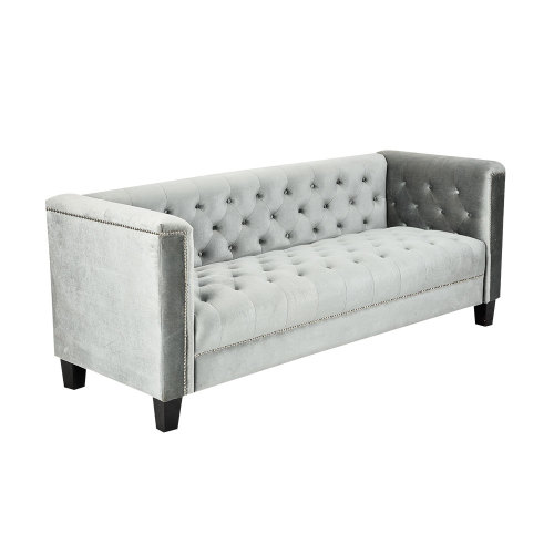 Alta calidad personalizado de lujo largo seafed soft tufted gris sofá chesterfield para sala de estar