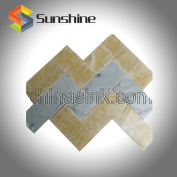 Bianco Carrara Marble And Honey Onyx Natural Stone Subway Tile