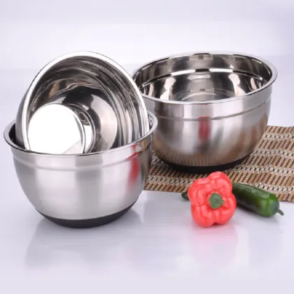 Silver Bowl for Egg-beating Sets Stainless Steel Material