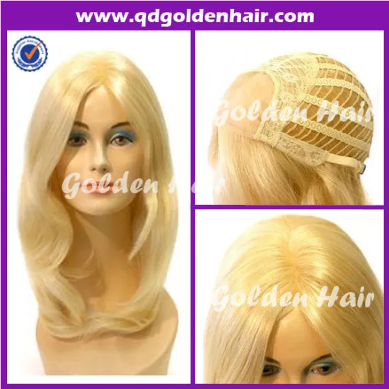 Golden Hair High Quality Virgin Remy Human Hair Mono Wig, Mono Top Wig,Monofilament Wig