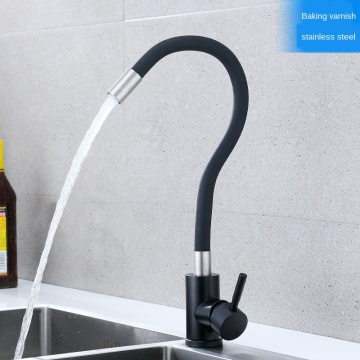Stainless Steel Black Paint Universal Pipe Kitchen Sink Mixing Valve Vertical Heating and Cooling