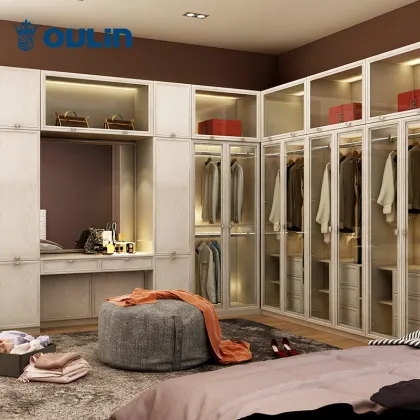 sliding doors wood bedroom closet with dressing table