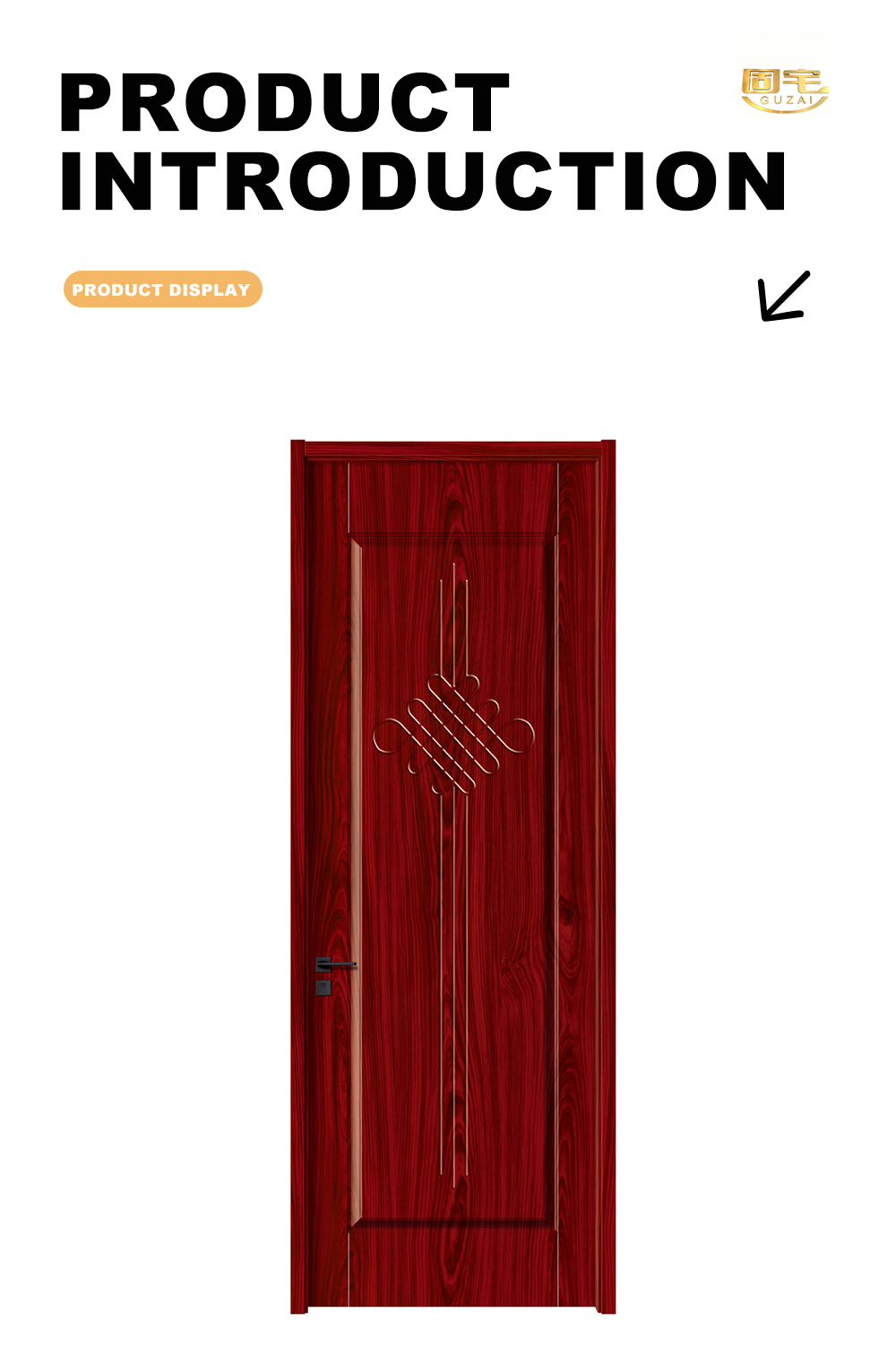 Red Walnut Chinese Knot Room Door X