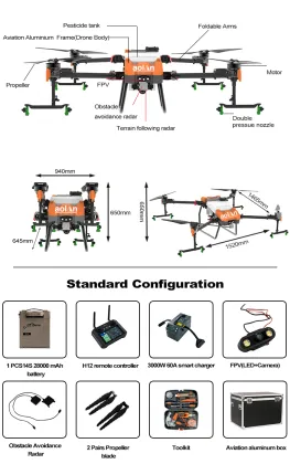 Agriculture Sprayer UAV Drone with Camera: Crop Spreader Drone