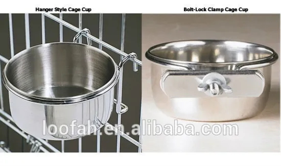 stainless steel bird cup with hangers