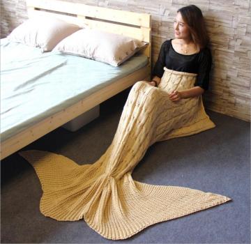 2017 Latest Soft Knitted Crochet Mermaid Tail Blanket