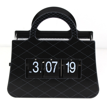 Metall schwarze Handtasche Flip Clock