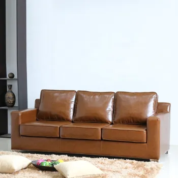 Hot Sale Custom Brown Leather Sofa Set for Home, Hotel, and Villa Living Rooms
