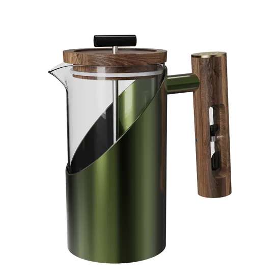 DHPO Original Stainless Steel French Press with Glass Carafe and Hourglass Timer
