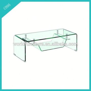 clear bent glass two tiers centre table