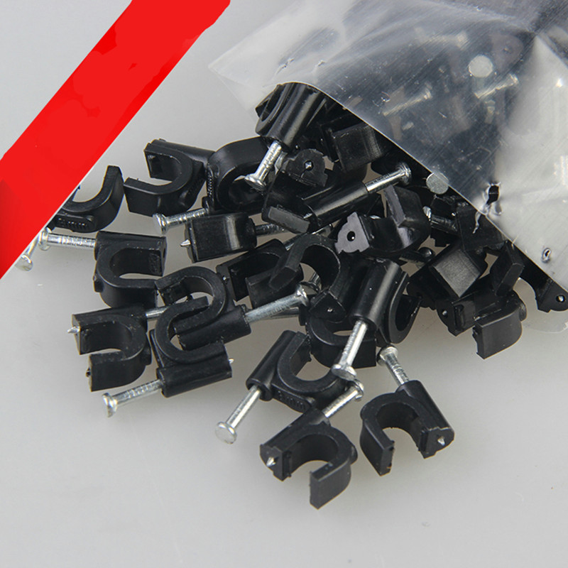 100pcs 5mm Round Steel Nail Cable Wire Wall Hanging Screw Clips Cable Clip For RG59 RG6 White High Quality Low Price Favorable