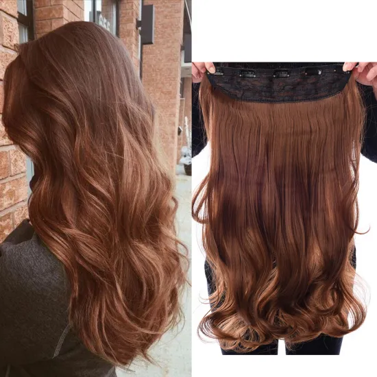 24 inch Soft Long Natural Blonde Brown Black Water Ocean Wavy One Piece Clip in Hair Hairpiece Synthetic Hair Extensions
