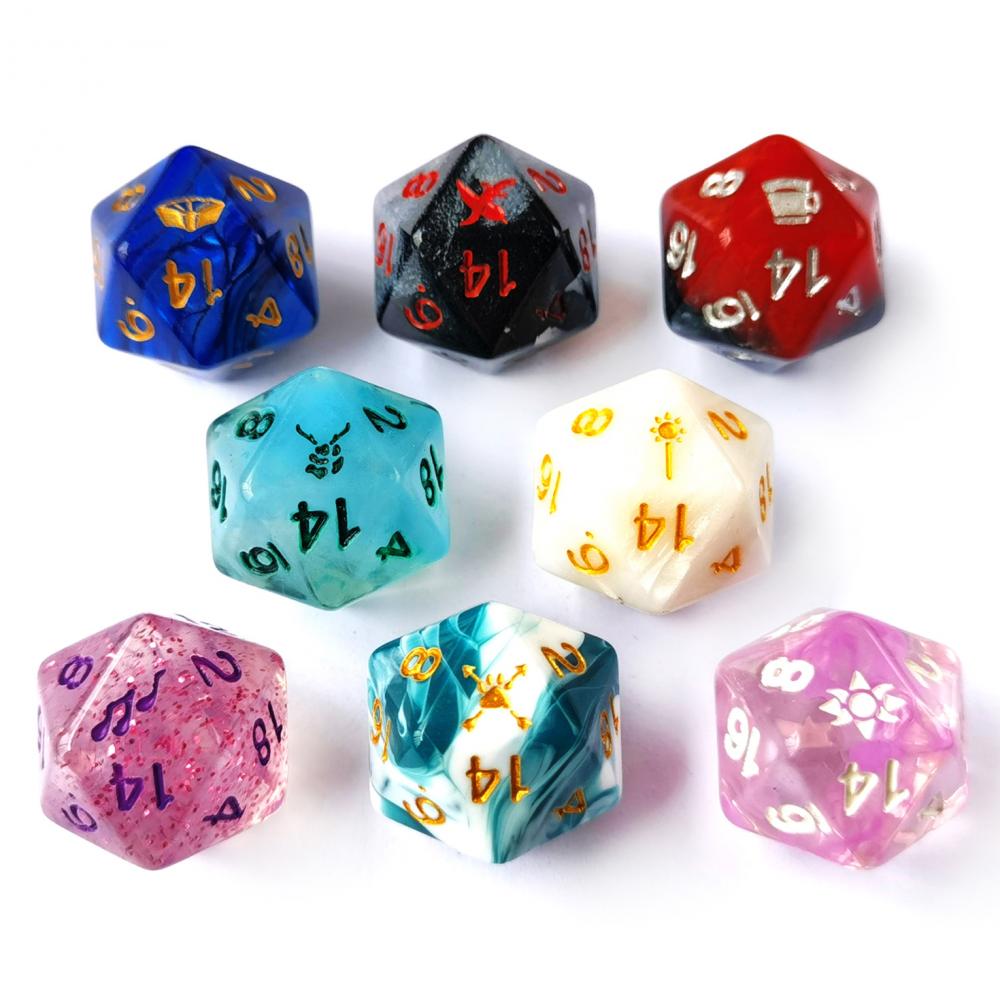 Custom Polyhedral 20 Sided Dice Assorted Colors Jpg