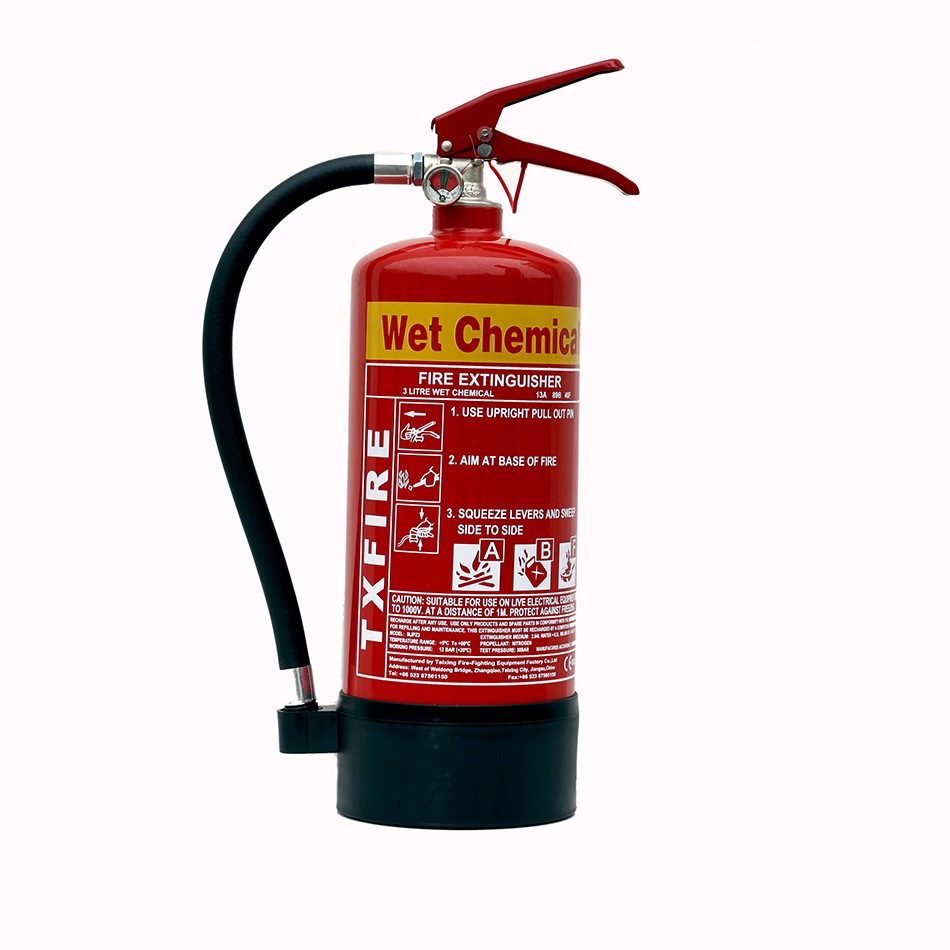 Wet chemical kitchen fire extinguisher