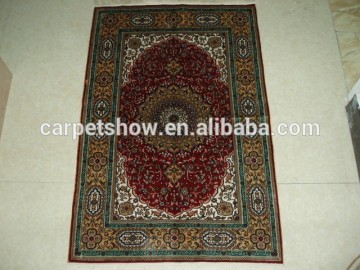 red flowers persian silk carpet hand made 100% pure silk carpet iran rugs