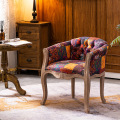 French Upholstered living Chair Antique Ash Wood Armchairs