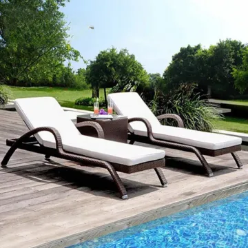Luxury Outdoor Rattan Sun Lounger for Patio, Garden, Beach, and Swimming Pool