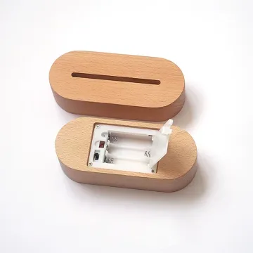 AAA Battery Operated Acrylic Resin Oval 3D LED Wood Lamp Base - Bulk Wholesale