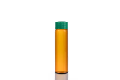 22mm plastic capped brown glass bottle