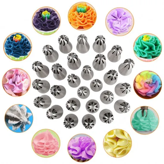 Stainless Steel 304 Russian Cake Nozzle Pastry Set for Icing and Baking Decorations