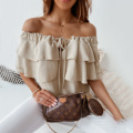 Women's Off Shoulder Ruffle Layered Tops