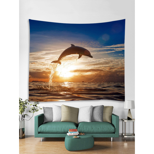 Tapestry Wall Hanging Jumping Dolphin Ocean Sea Series Tapestry Dusk Tapestry for Bedroom Home Dorm Decor