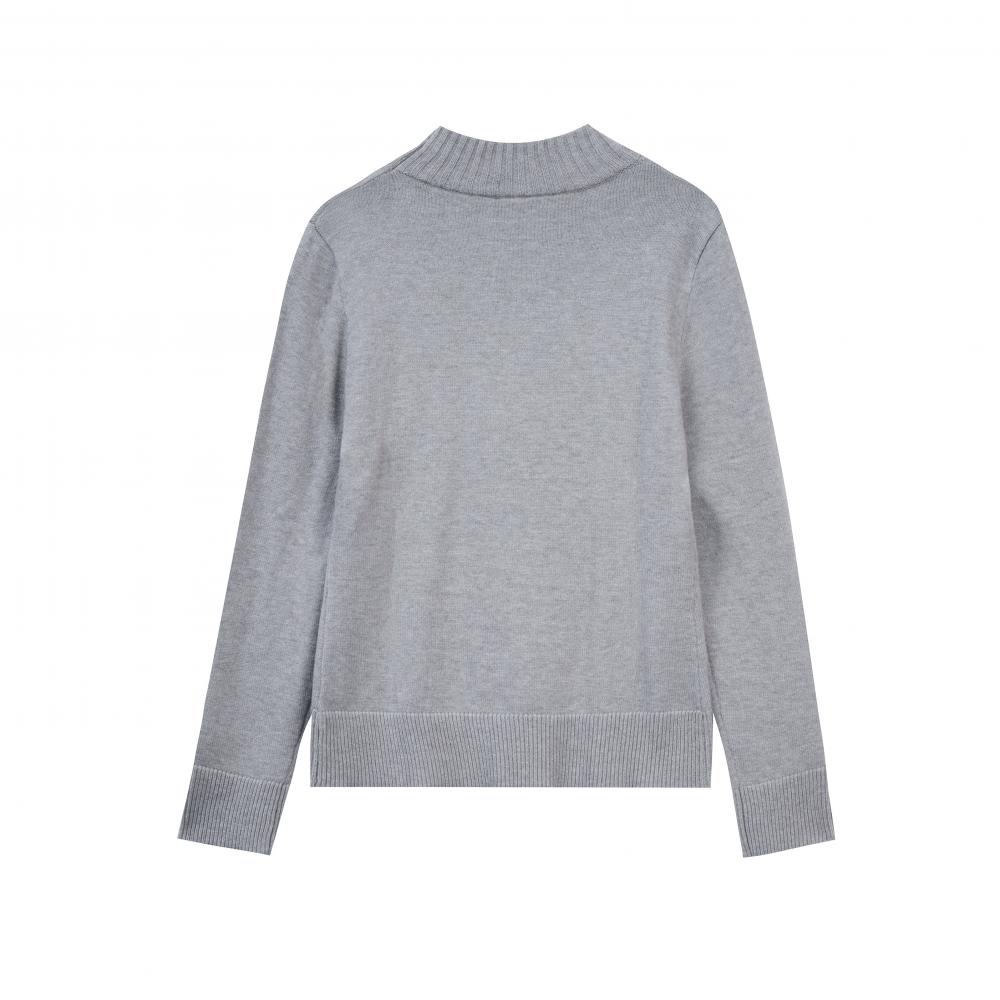 Standing Collar Long Sleeve Woolen Blouse