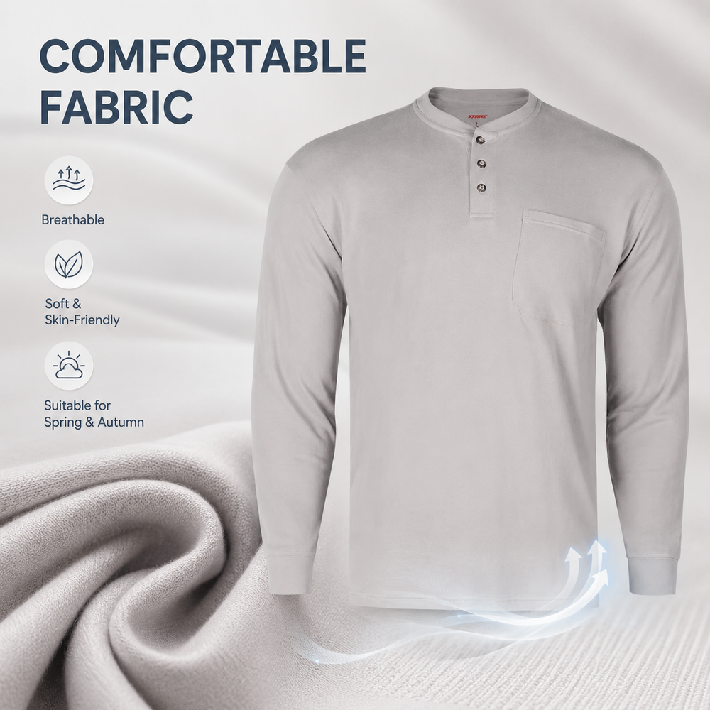 Men's Long Sleeve Henley Shirt Uniform