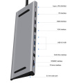 Type-C HUB TO HDMI(4K)+SD+TF+USB3.0*3+PD+VGA+LAN+DP+AUDIO