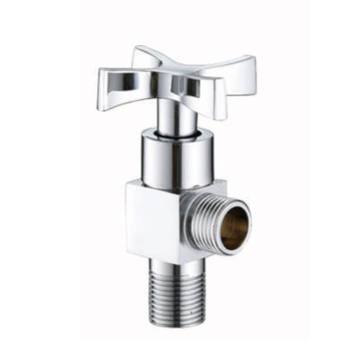 Cross-shaped silver polished stainless steel angle valve