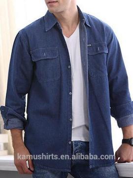 Mens' Long Sleeve Fashion Denim Casual Dress Shirts