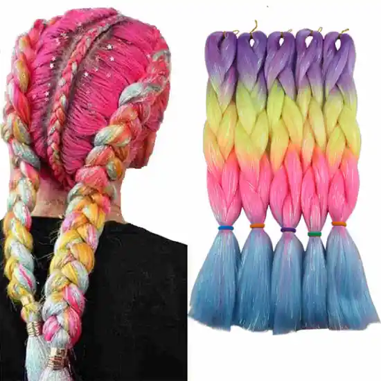 HOT SELLING 24'' Synthetic Hair Tinsel Braiding Hair 100g Colorful Glitter With Tinsel Braiding Hair for Black woman