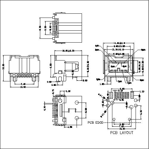 IEFM03-1394 9P Receptacle SMT (Oblique foot point)