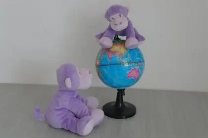 Mother and child purple naughty monkey plush toys