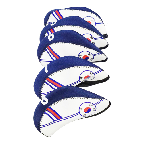 10PCS/Set Exquisite Korea Flag Print Golf Club Iron Head Covers Protector Golf Head Cover Sets Iron Club Head Cover Accessories