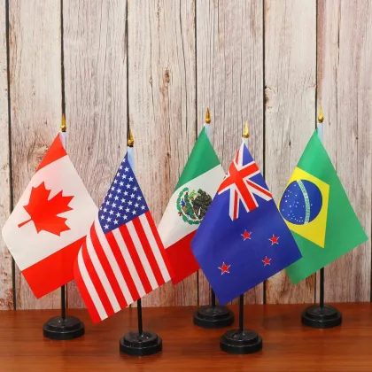 Heyuan Custom America Flag with Nylon, Plastic Base, and Polyester Construction: Perfect Decorative Office Desk Hand Flag