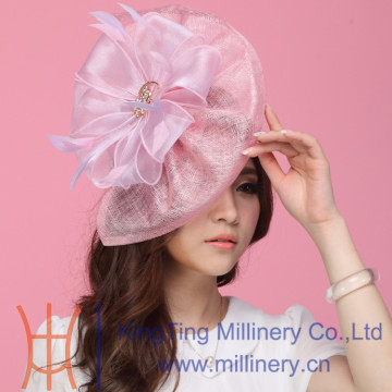 Fashion Girls Pink Sinamay/Organza Fascinators For Wedding/Party