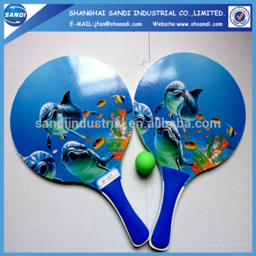 2014 new design cartoon wooden beach tennis racket