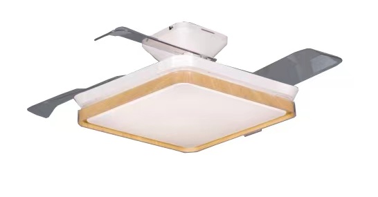 43 inch White Square Ceiling Fan with Wood Lampshade