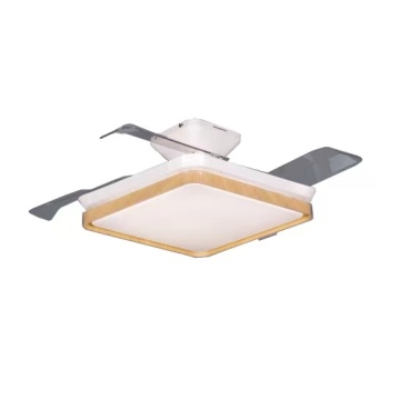 Ventilateur de plafond carré blanc de 43 pouces avec abat-jour en bois