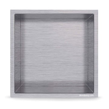 12" x 12" Stainless Steel Brushed Nickel Shower Niches: In-Wall Shell Installation for Bathroom